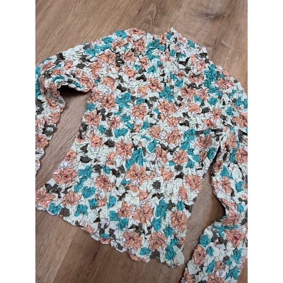 Anthropologie Dolan Top Small Pebble Smocked Left Coast Floral Turtleneck XXS - Picture 9 of 9